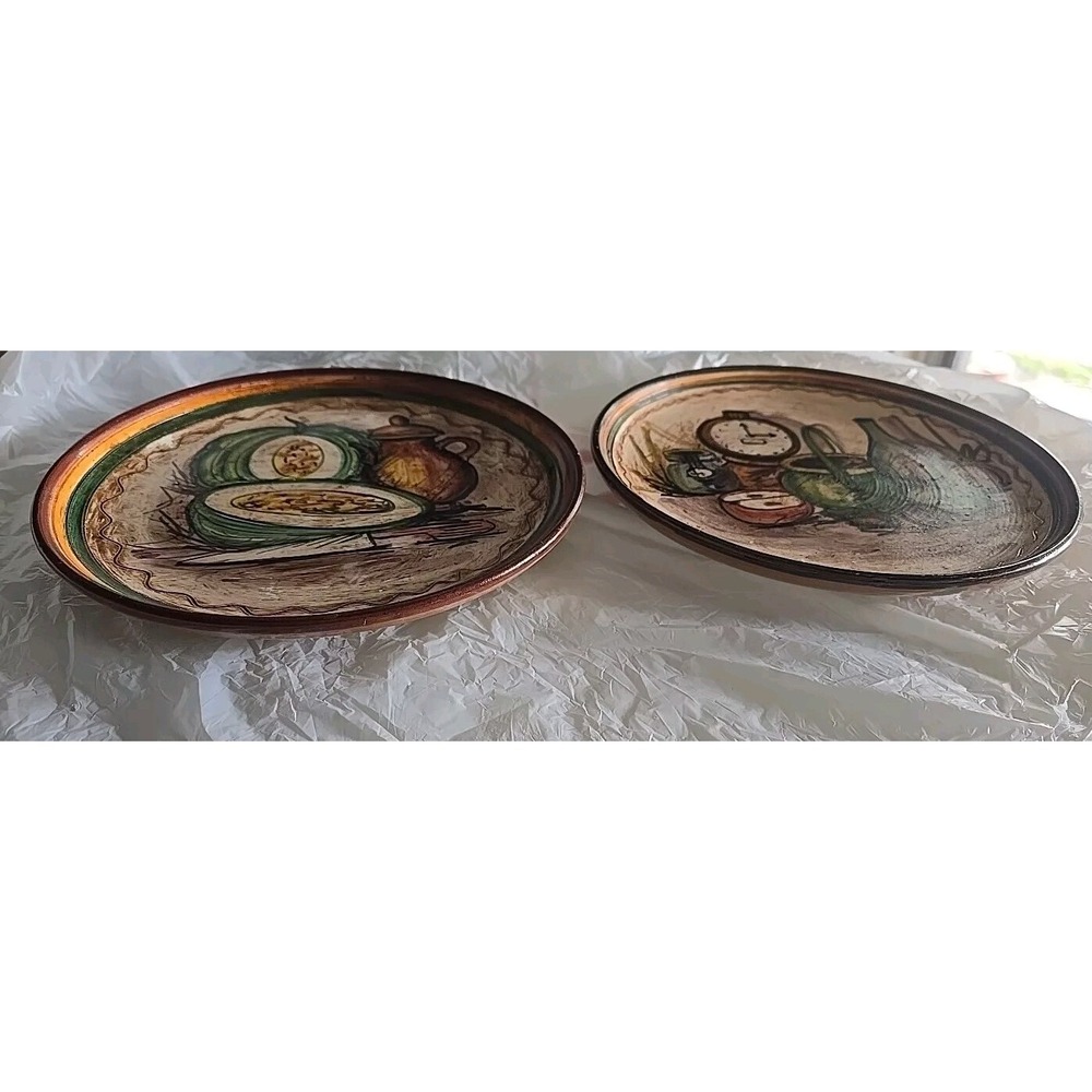 VINTAGE VIETRI ITALIAN WALL ART POTTERY 2 DISHES HAND PAINTED - Picture 7 of 7